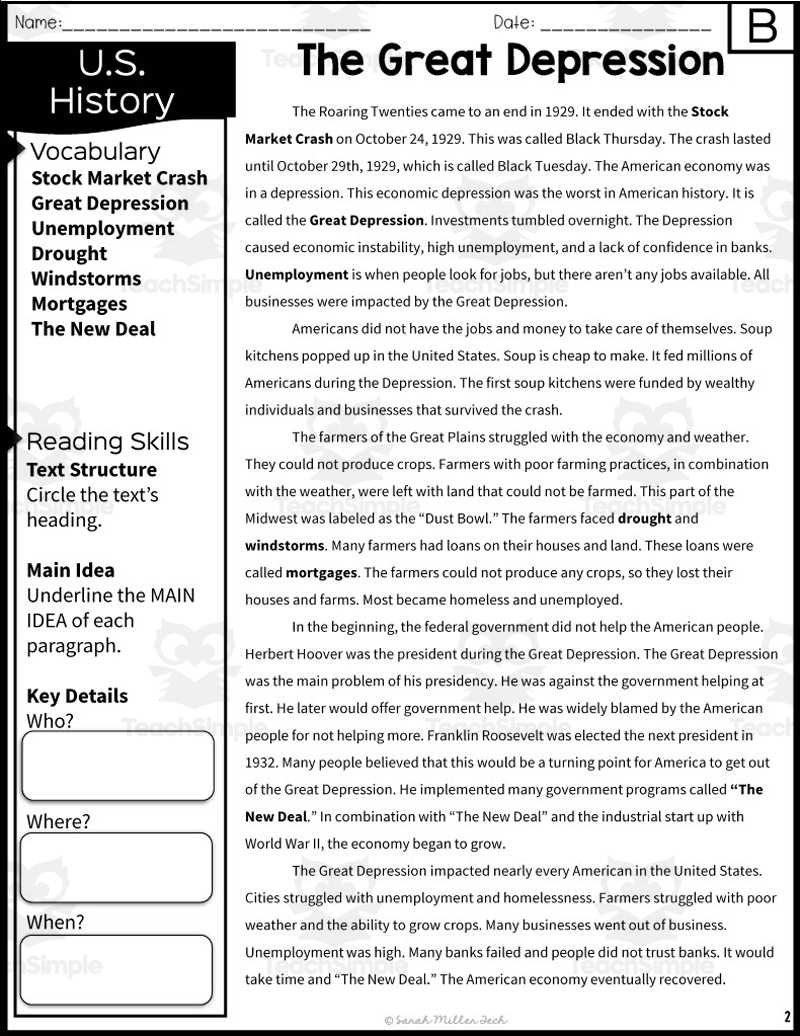 the great depression and new deal review answer key
