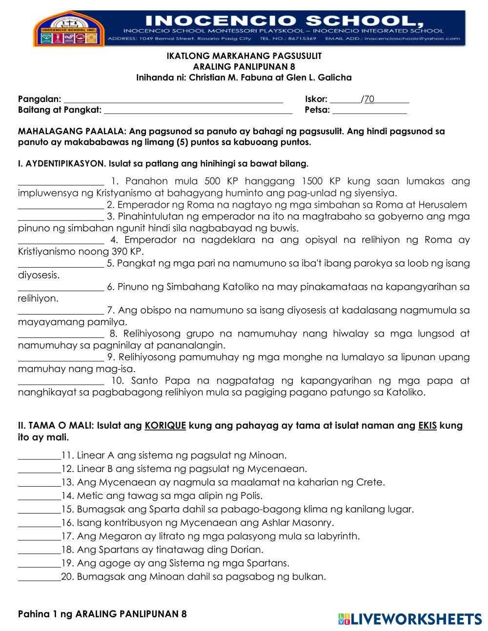 araling panlipunan grade 8 module answer key 2nd quarter