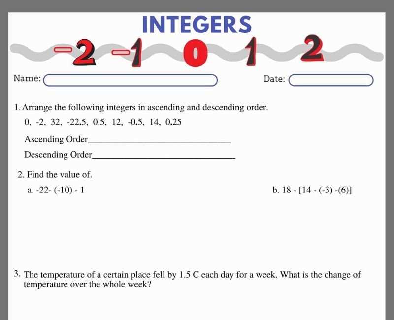 lesson 7 ordering integers and other rational numbers answer key