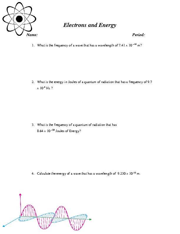 energy frequency wavelength worksheet answer key