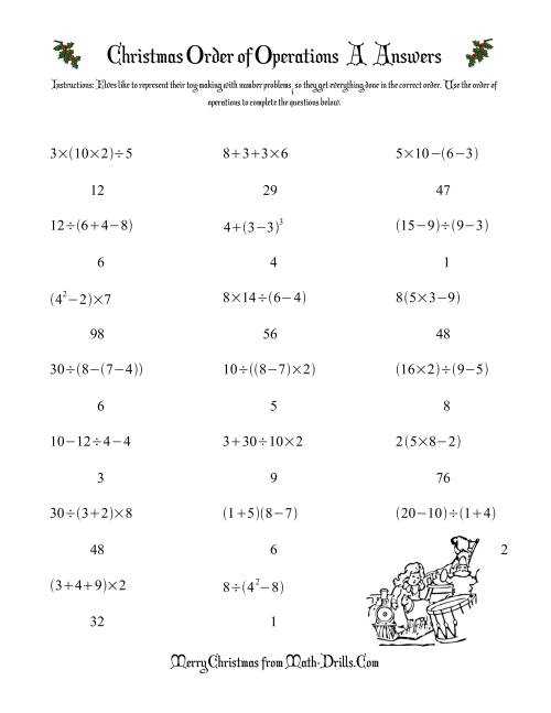 order of operations guided notes answer key