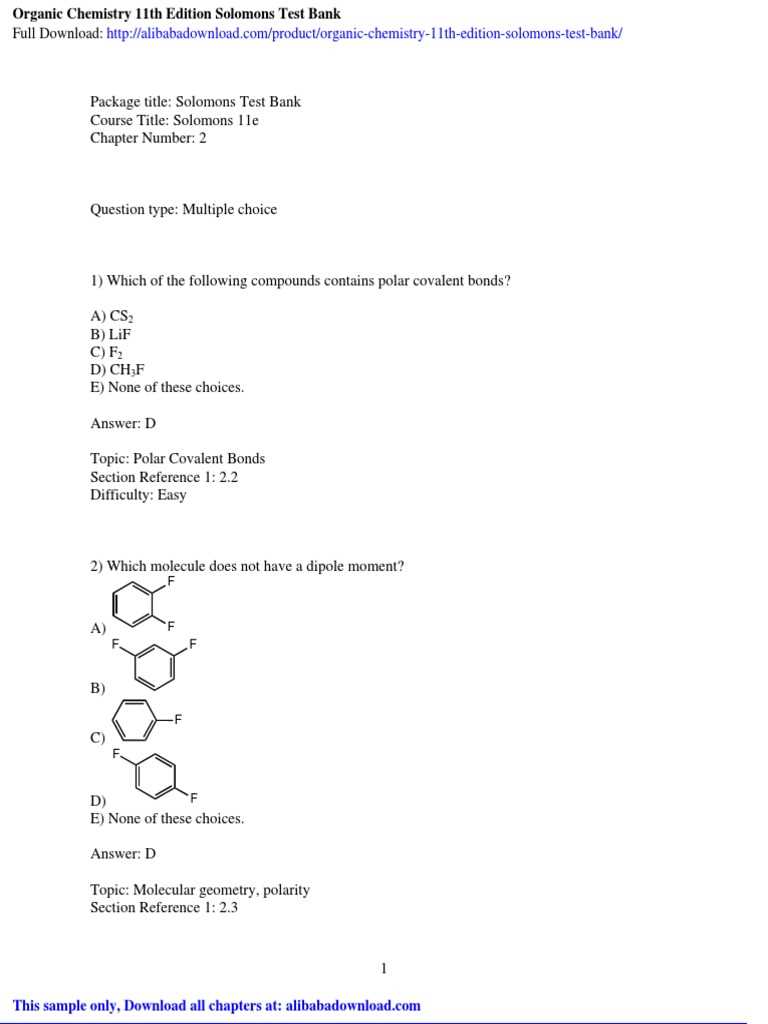 organic chemistry solomons 11th edition answer key