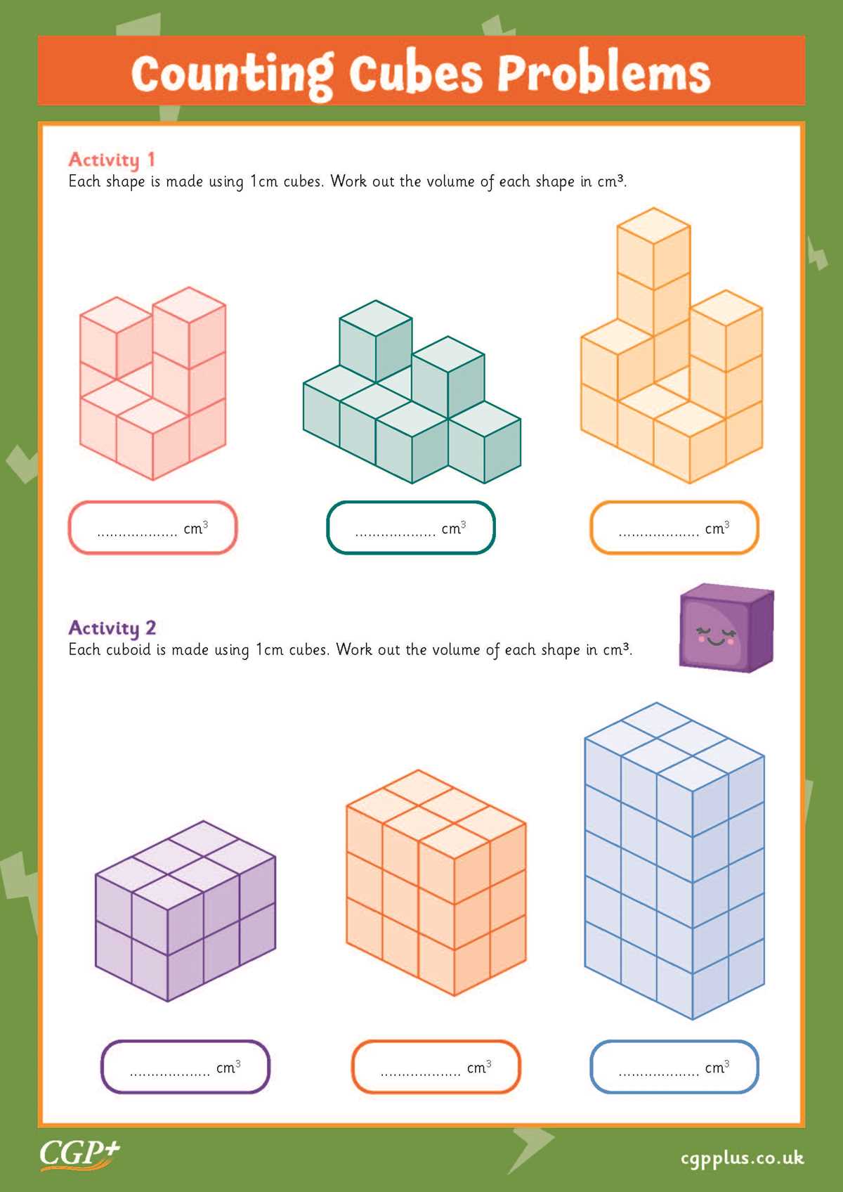 finding volume with unit cubes worksheet answer key