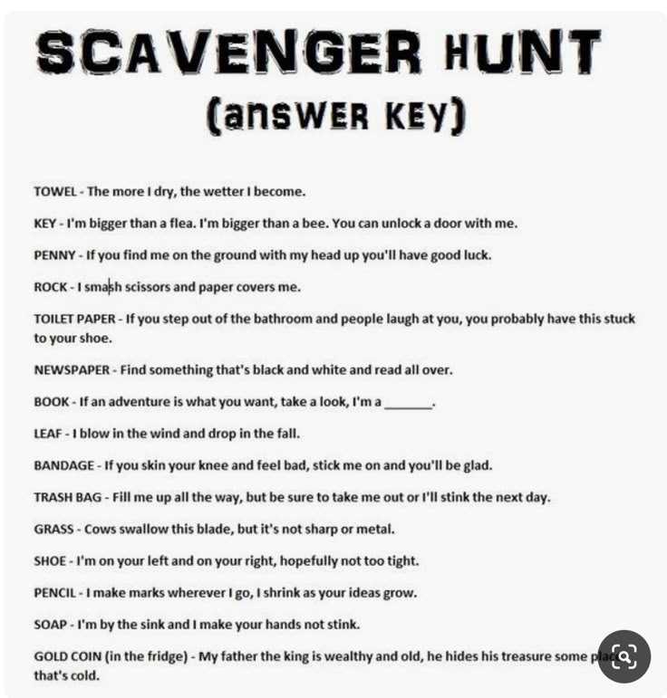 a day in the life scavenger hunt answer key