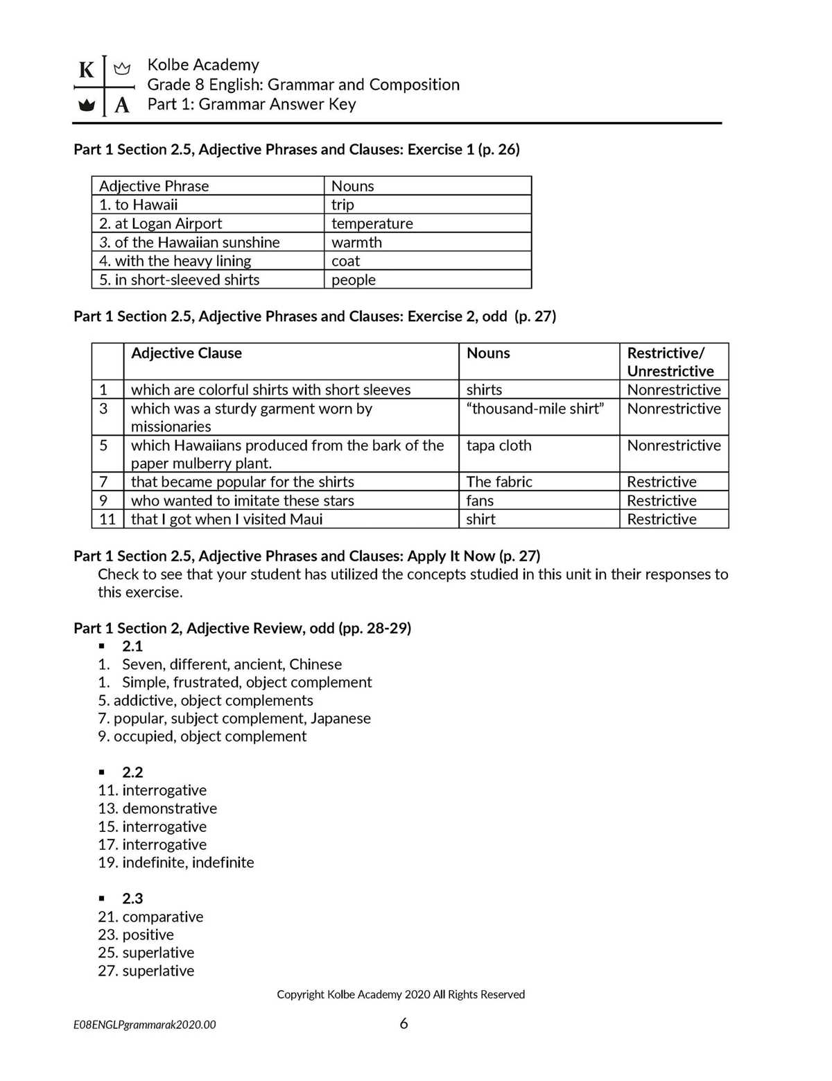 periwinkle english grammar book 8 answer key