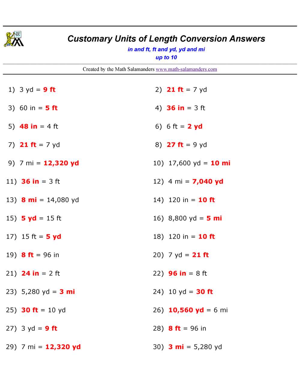 metric units of length worksheet with answer key lesson 12.6