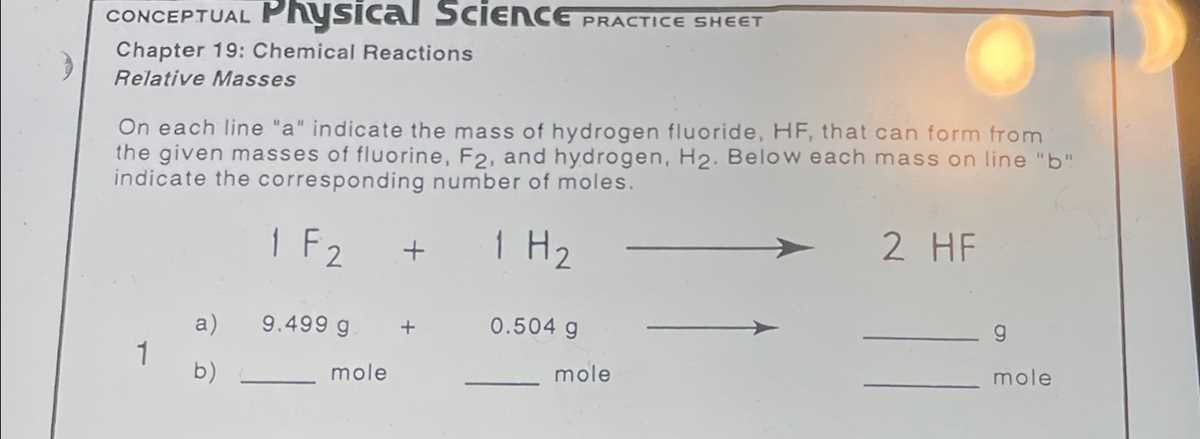 physical science released form answer key