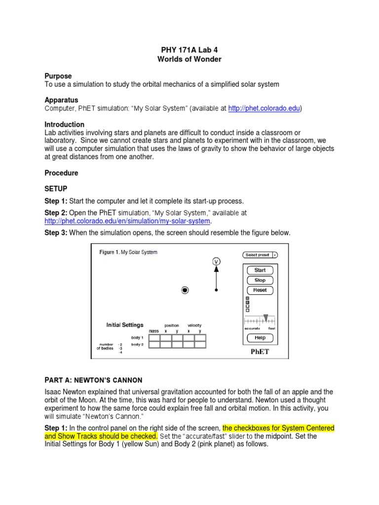 physics activity phet my solar system answer key