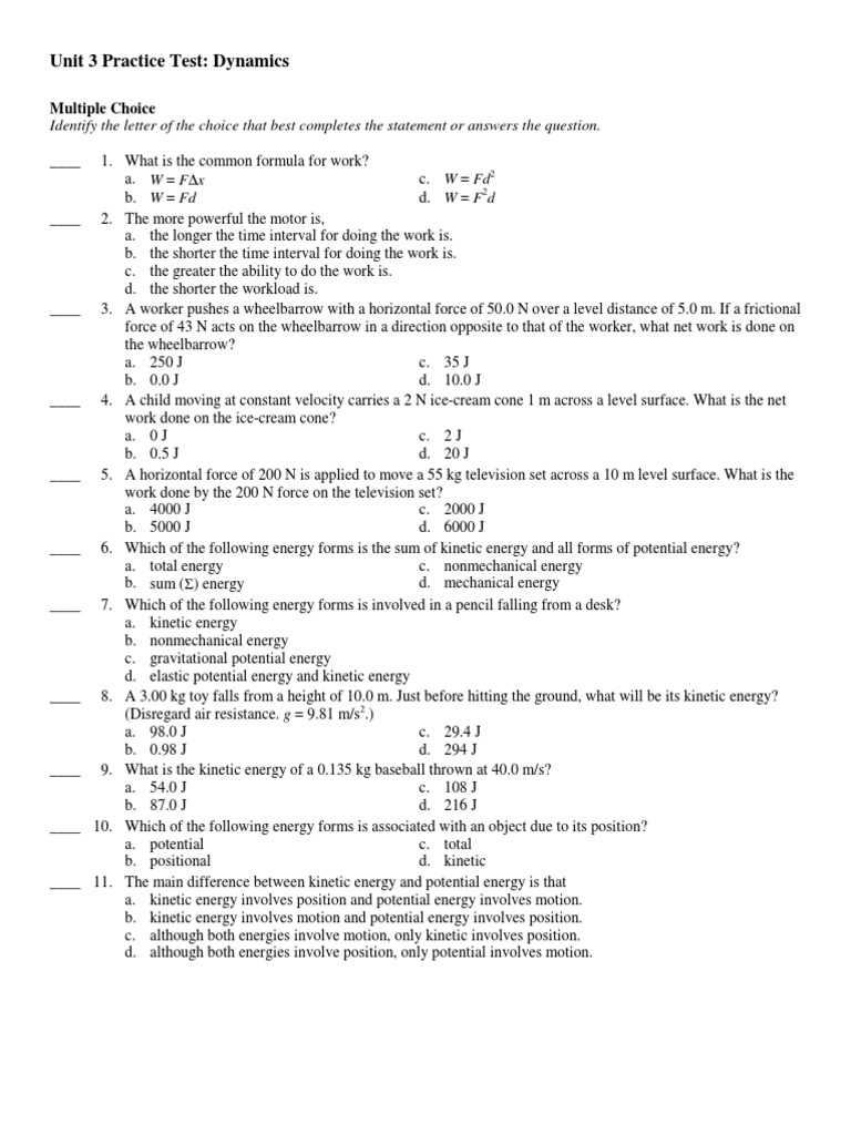 physics in motion unit 3b answer key