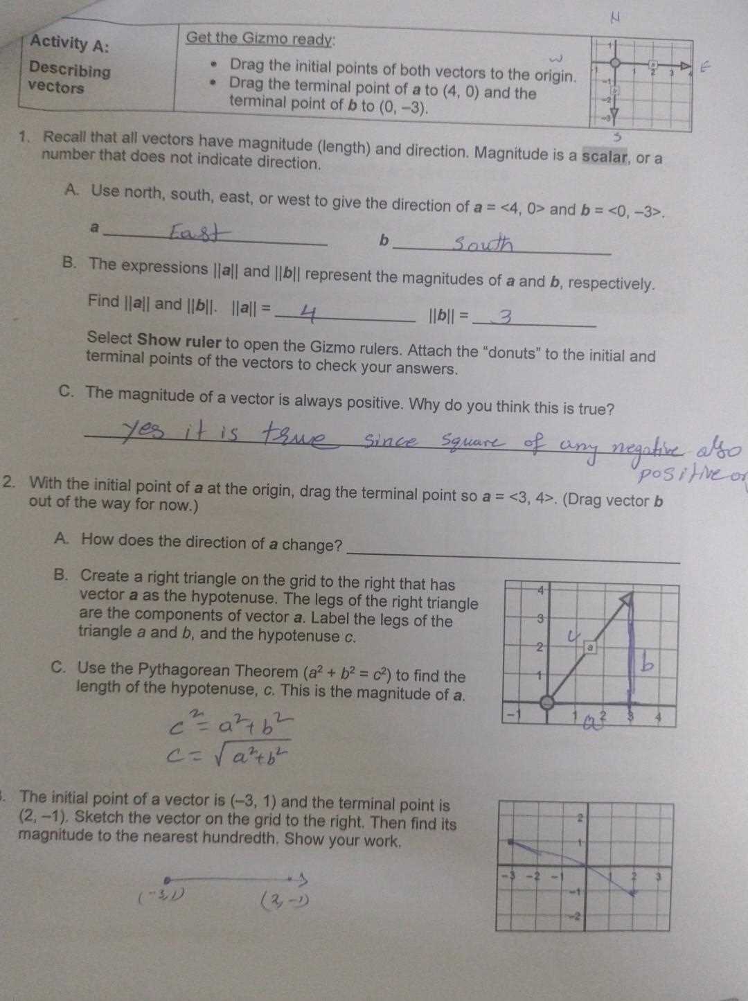 physics vector mapping activity answer key