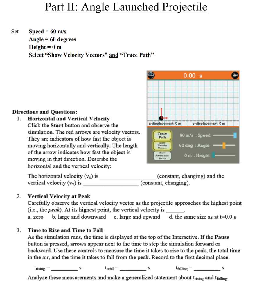 physics projectiles answer key