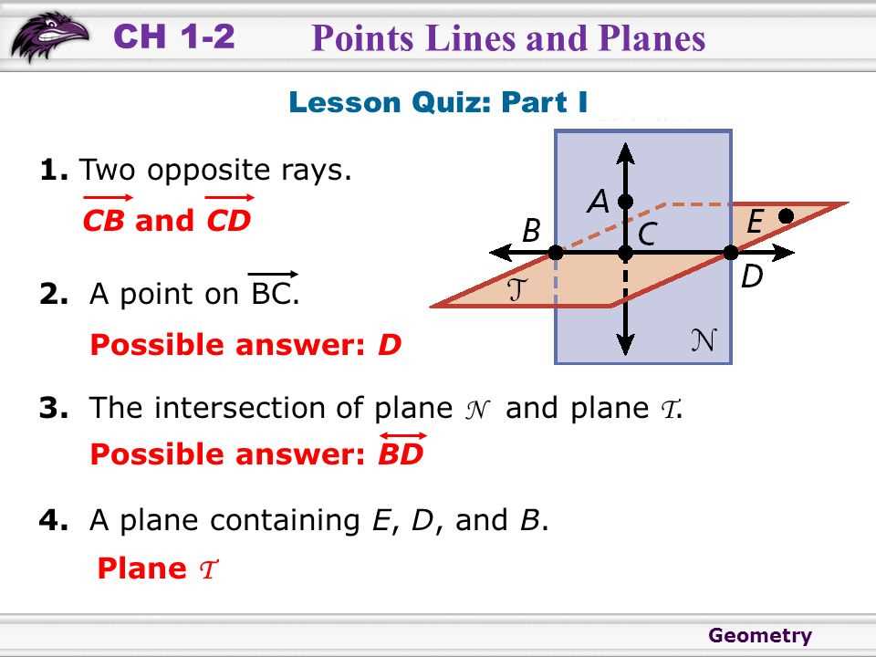 points lines and planes answer key