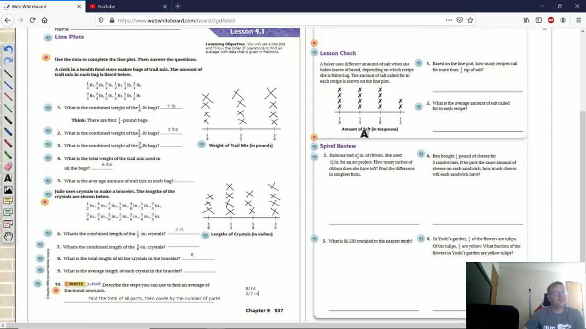 practice and homework lesson 9.1 line plots answer key