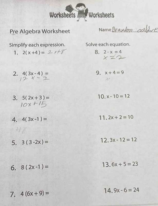 pre algebra equations to solve with answer key pre algebra equations to solve with answer key