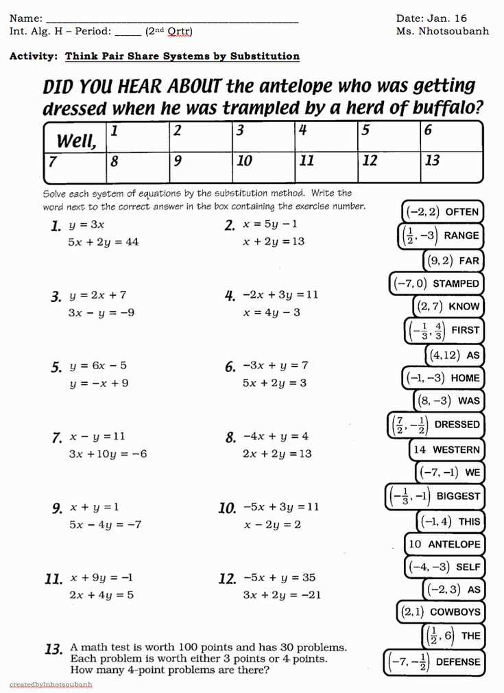algebraic solutions to simultaneous equations worksheet 3 answer key