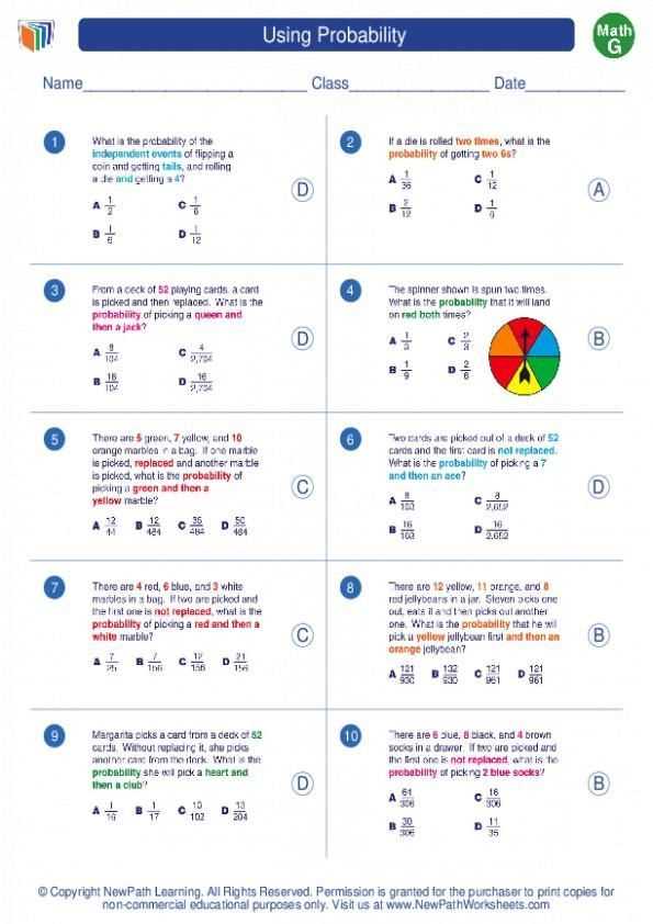 probability study guide 7th grade answer key