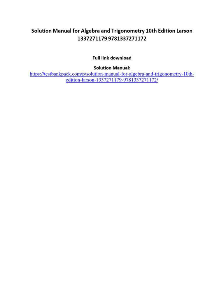 algebra and trigonometry ron larson answer key