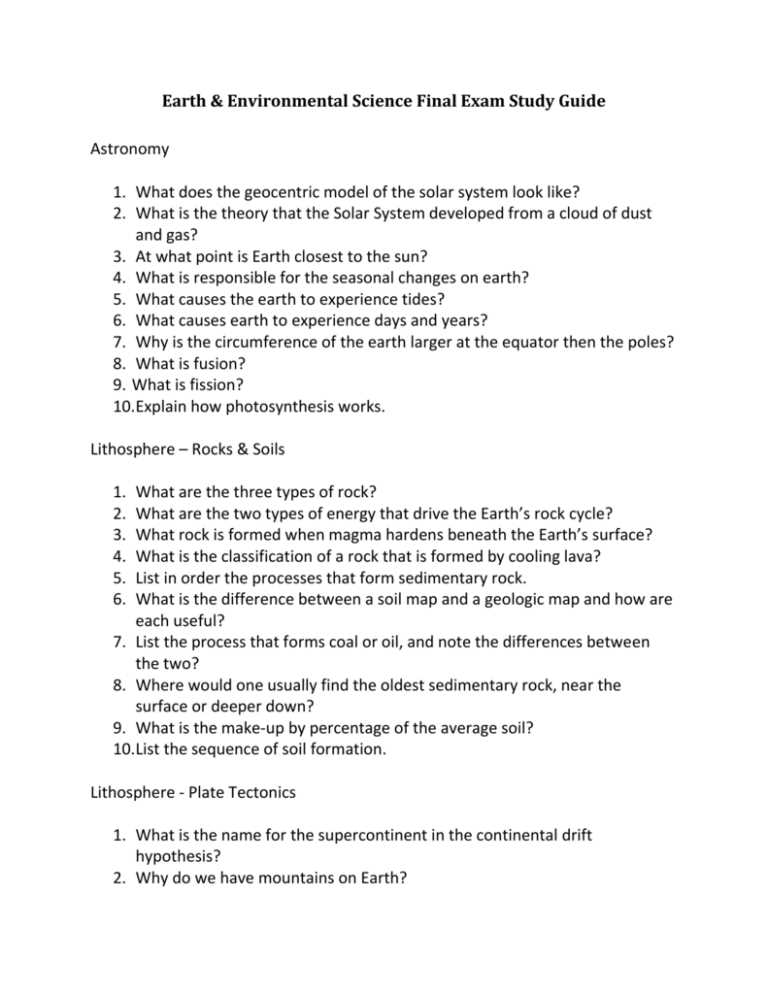 earth science a comprehensive study answer key