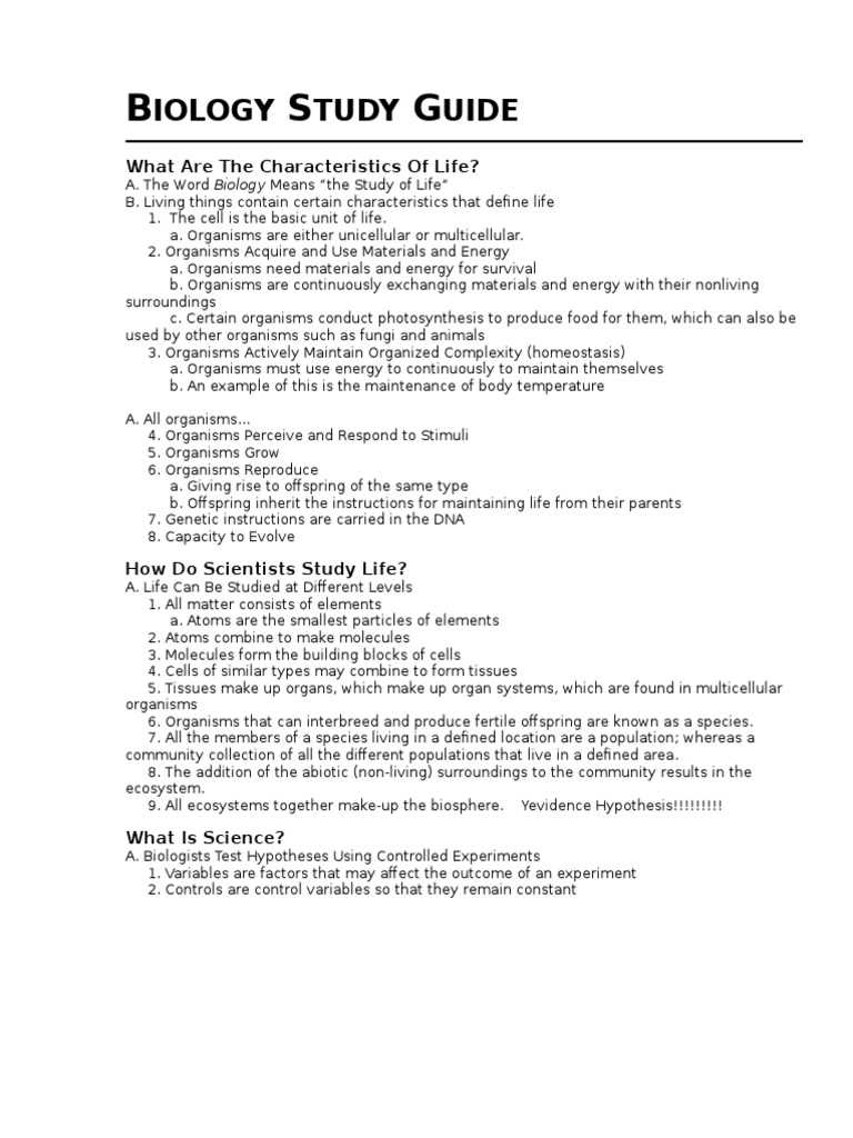 biology study guide unit 8 answer key
