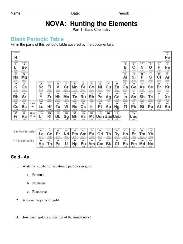 getting to know the elements answer key