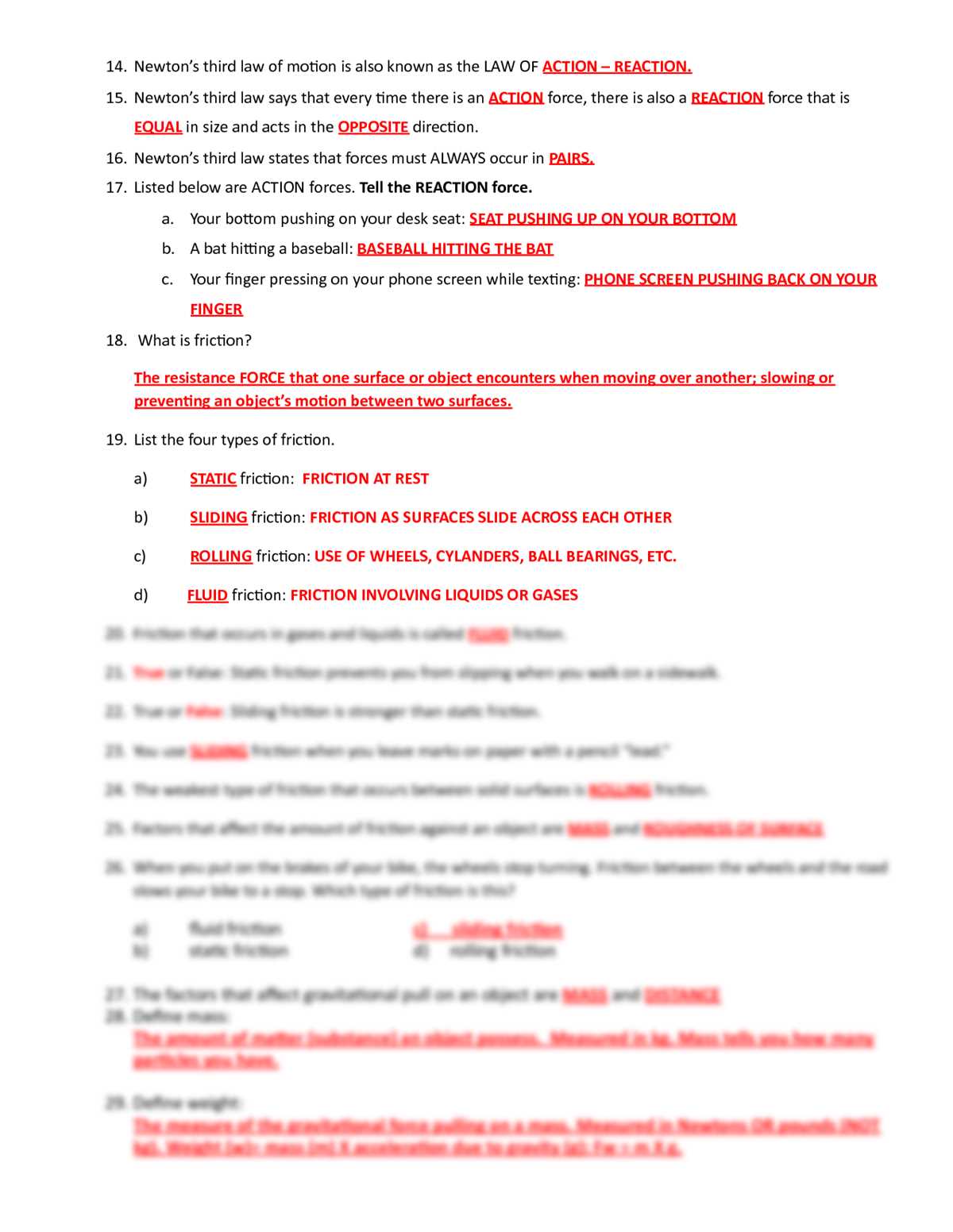 issac newtons laws of.motion answer key