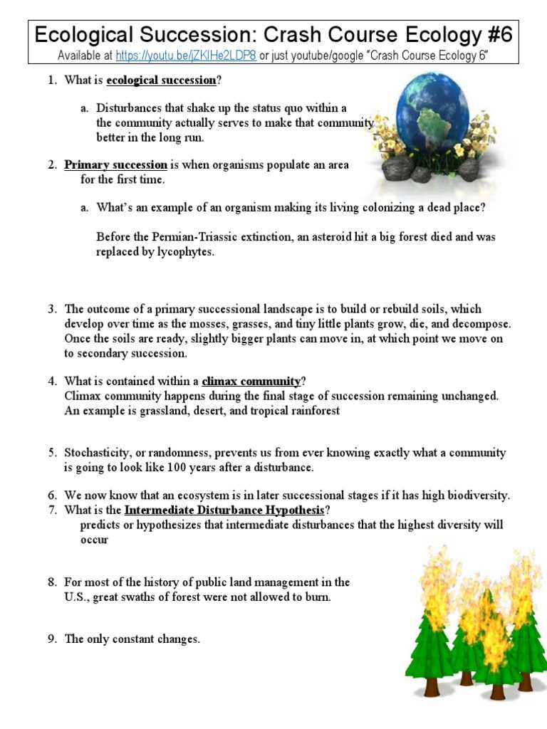 ecological succession worksheet answers key