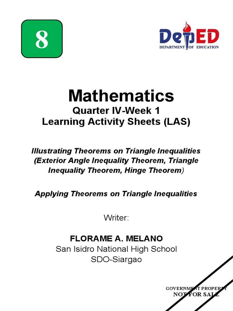mathematics 8 triangle inequality answer key