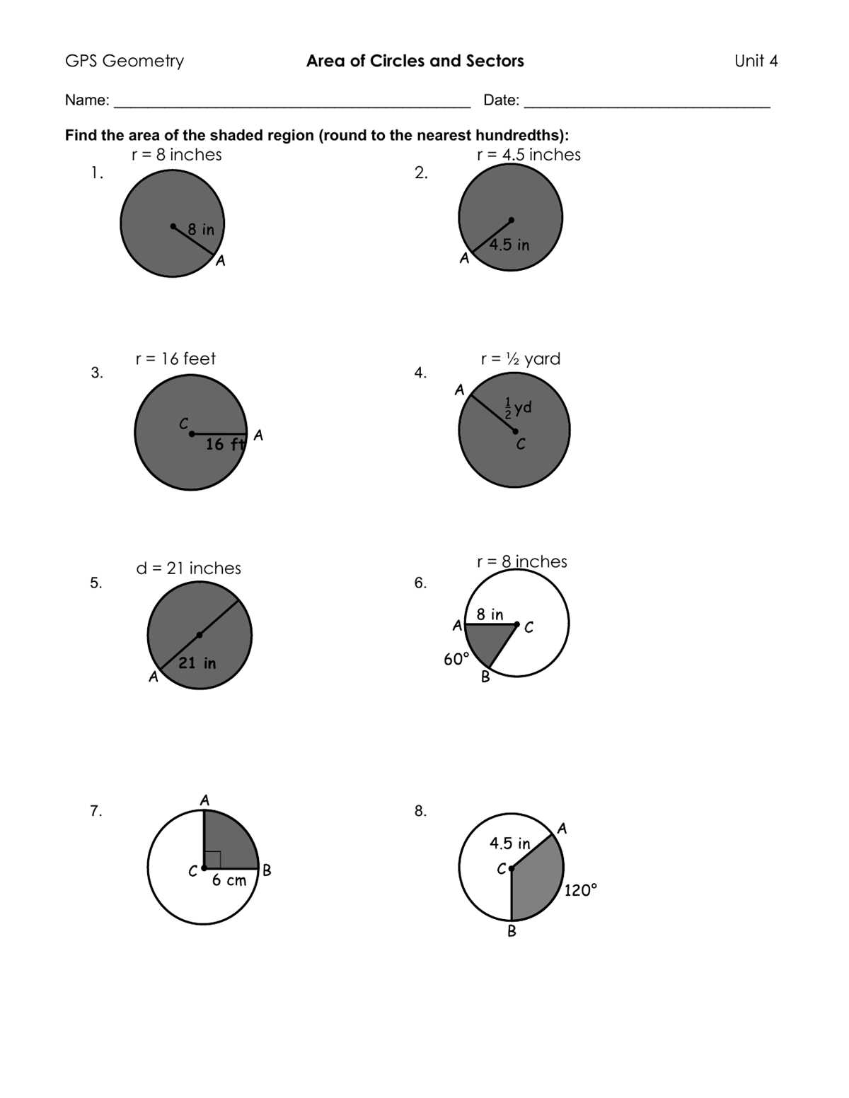 11.3 areas of circles and sectors answer key