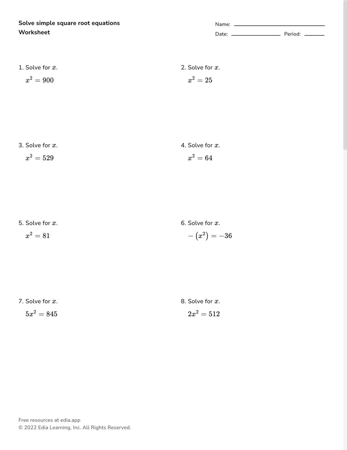 quadratic function review sheet answer key