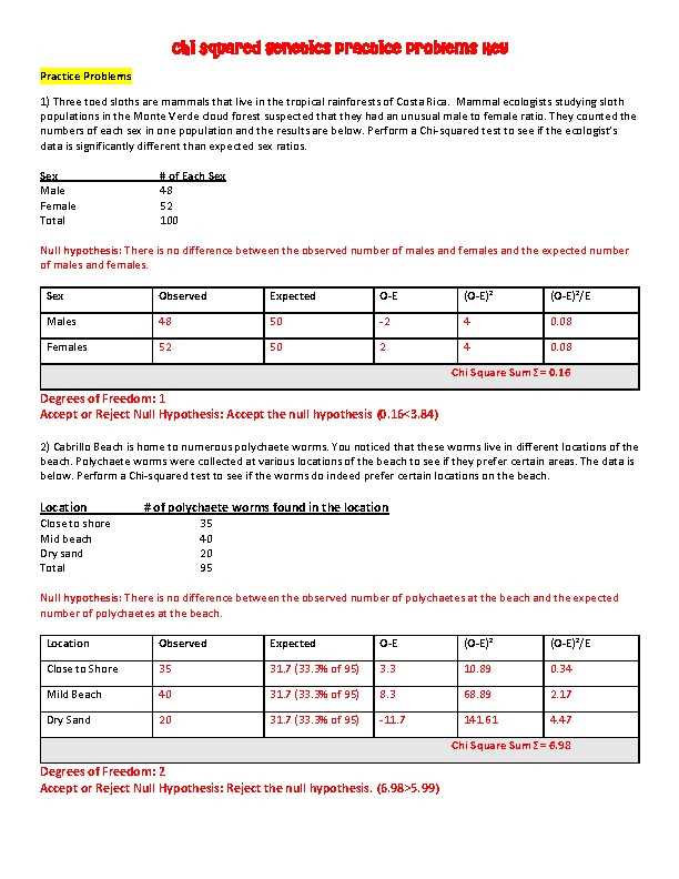 statistics in biology chi squared test part 1 m&ms answer key