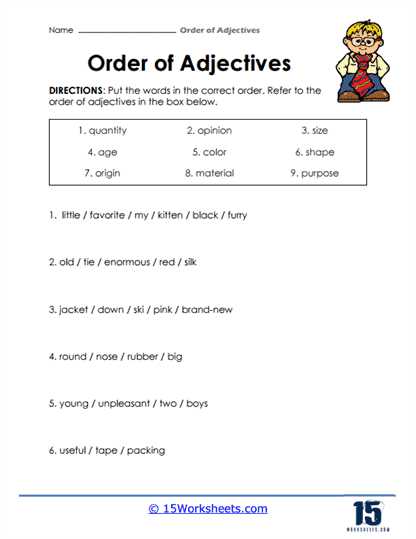 grammar worksheet adjectives answer key