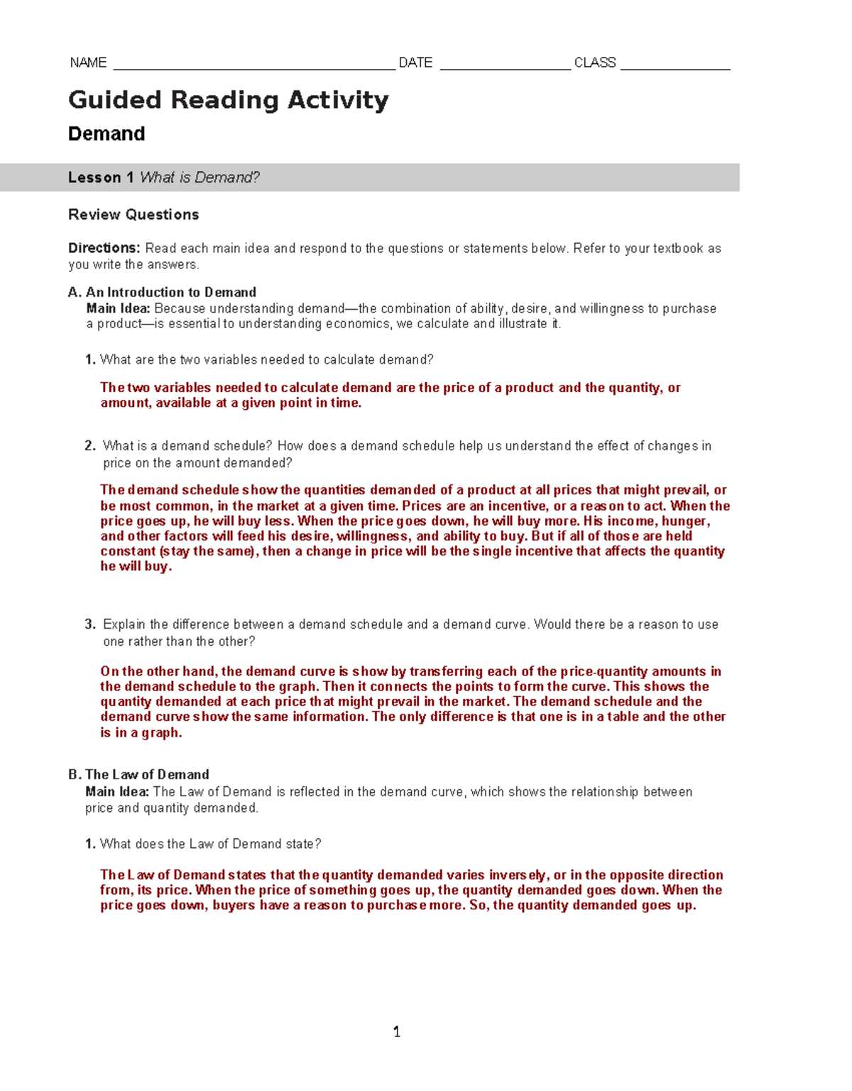 economics book 2 lesson 2 handout 3 answer key