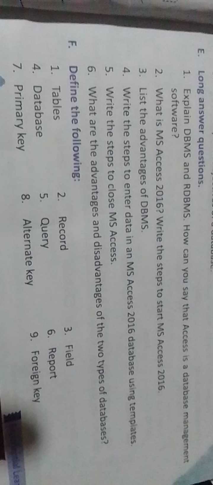 concepts of database management answer key