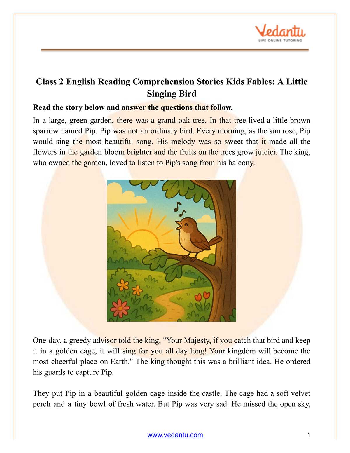 reading comprehension test for grade 2 with answer key