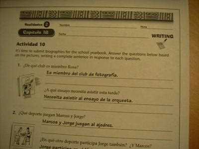realidades 2 capitulo 5a answer key