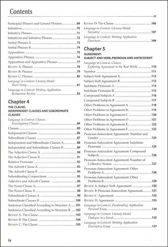grammar and language grade 10 answer key