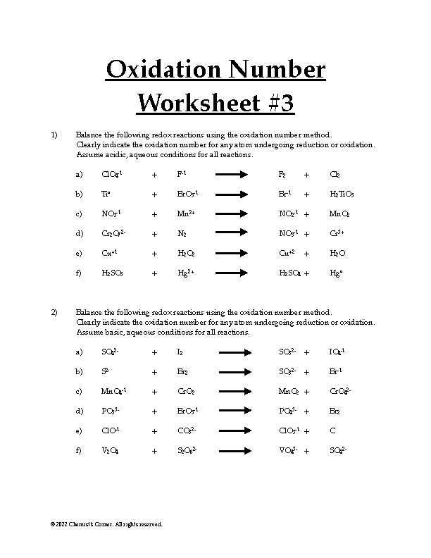 lesson 26 what are oxidation numbers answer key