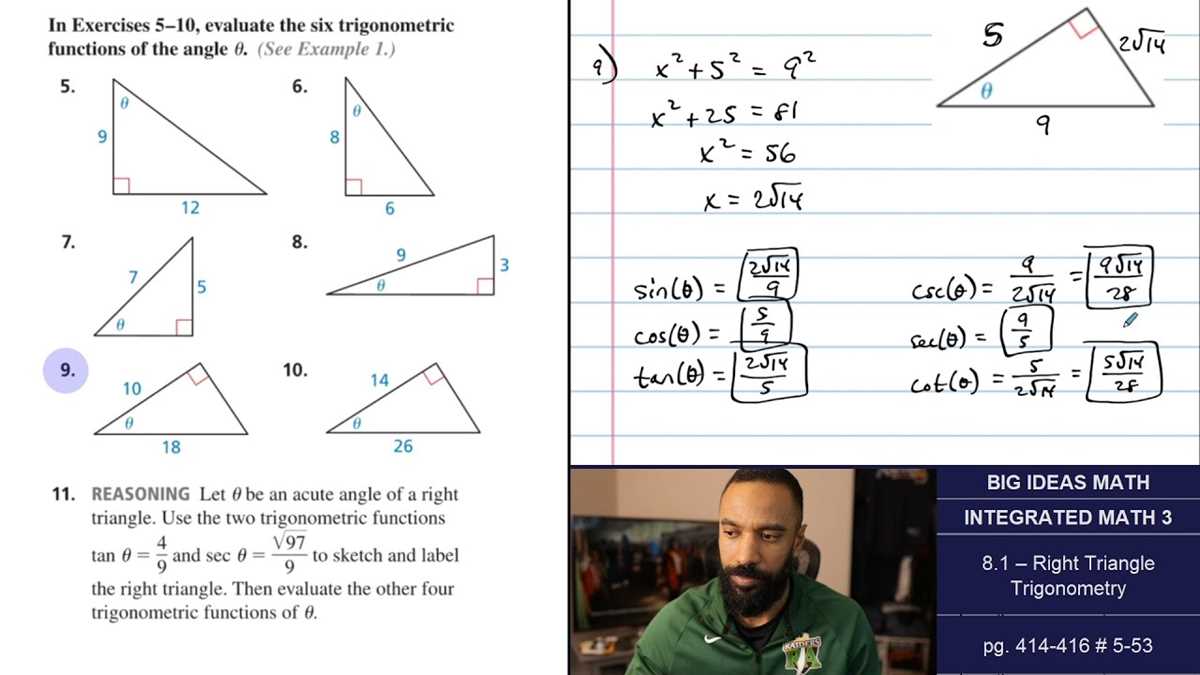 right triangle trigonometry test review answer key