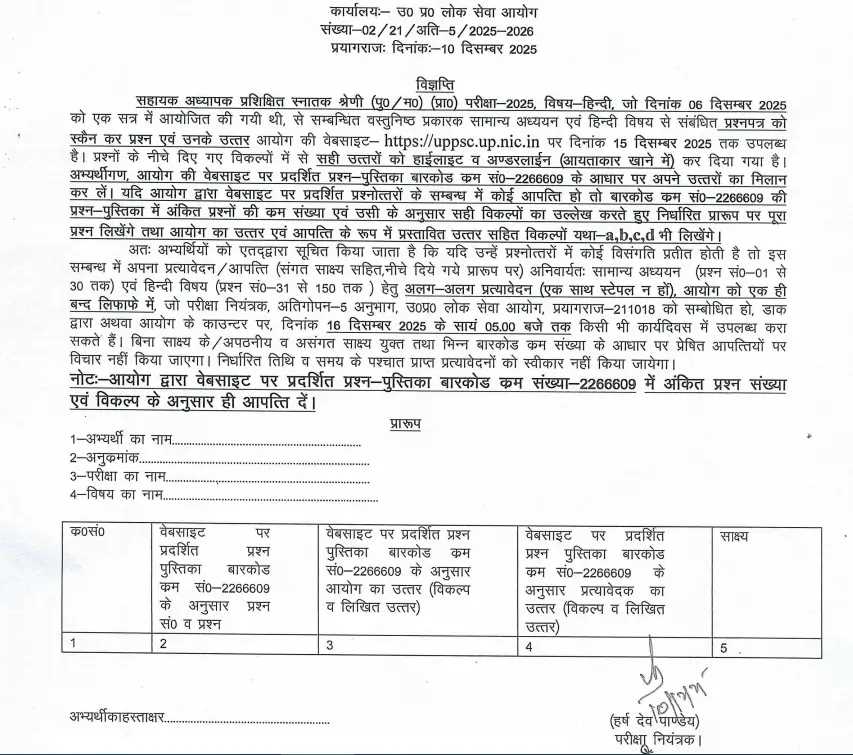uppsc.up.nic.in lt grade answer key