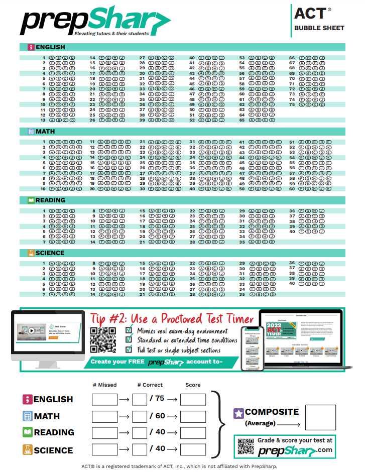 act science practice test 1 answer key