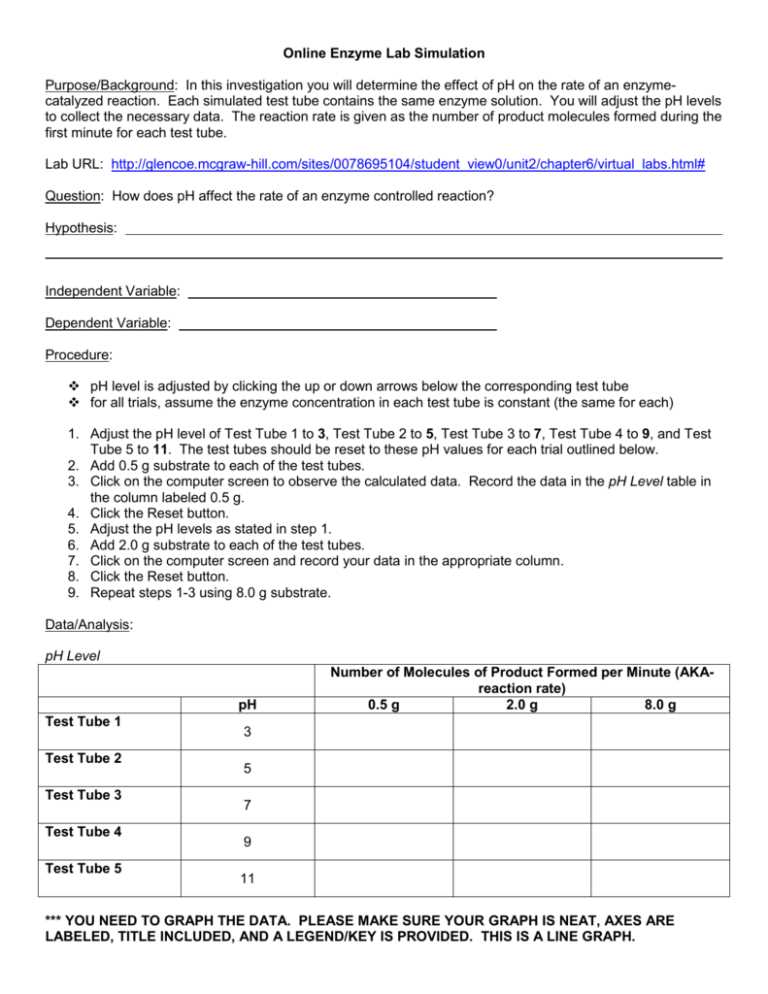 enzyme lab virtual answer key