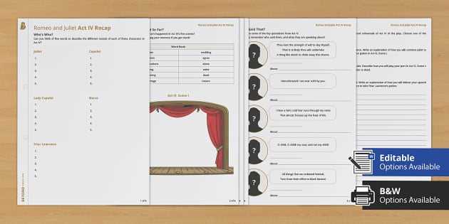 romeo and juliet packet answer key