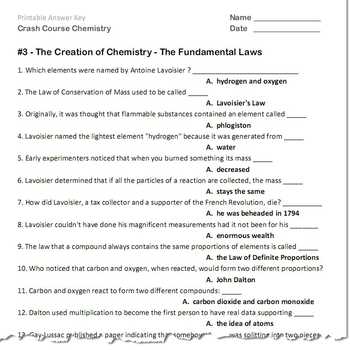 the periodic table crash course chemistry 4 answer key