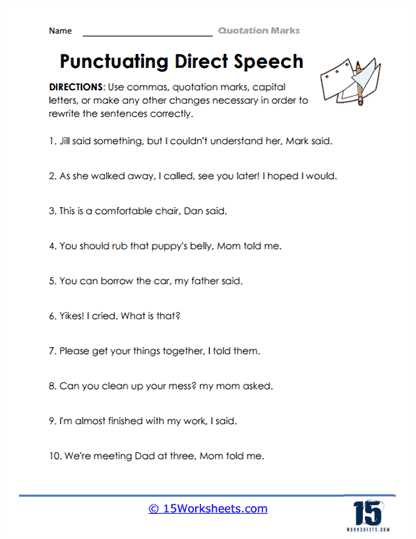 4th grade qutation mark worksheets with answer key