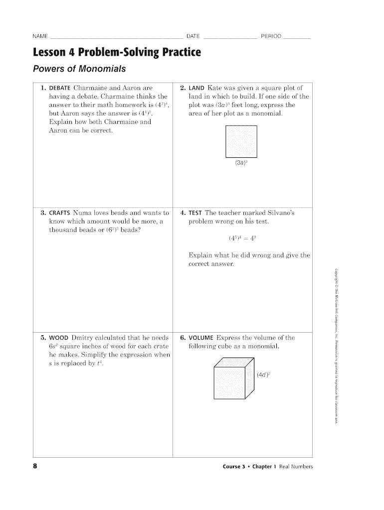 lesson 2 problem solving practice answer key