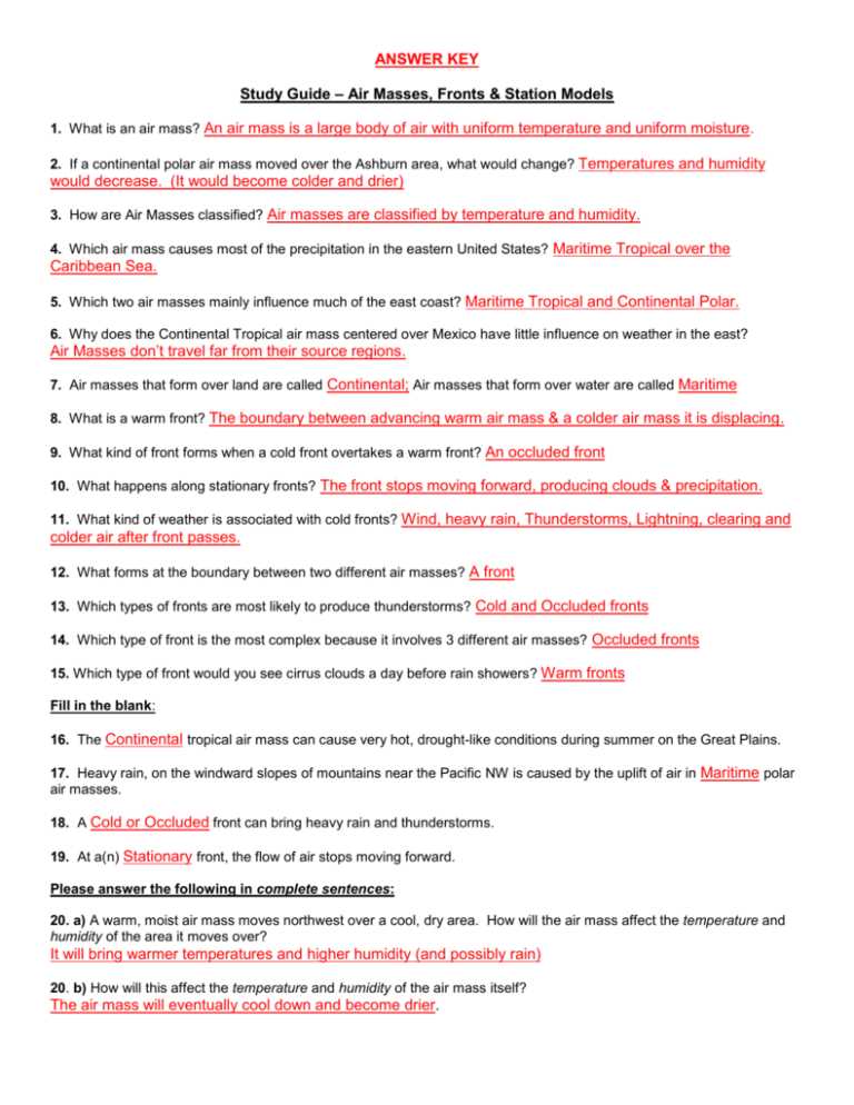 ams weather studies answer key