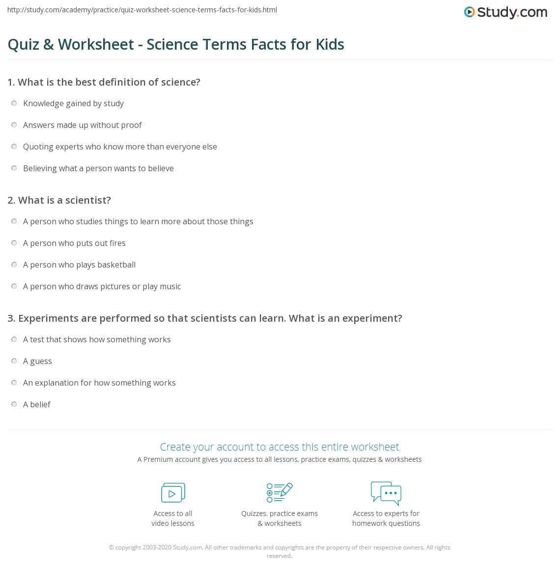 science questions for kids with answer key
