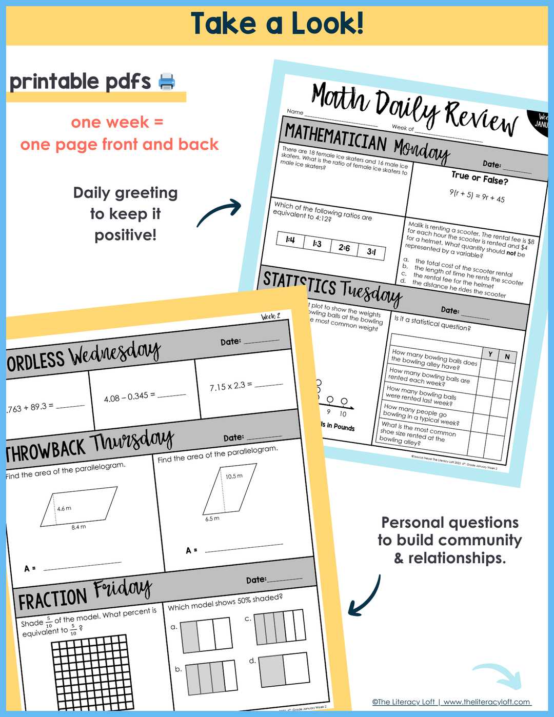 answer key weekly math review