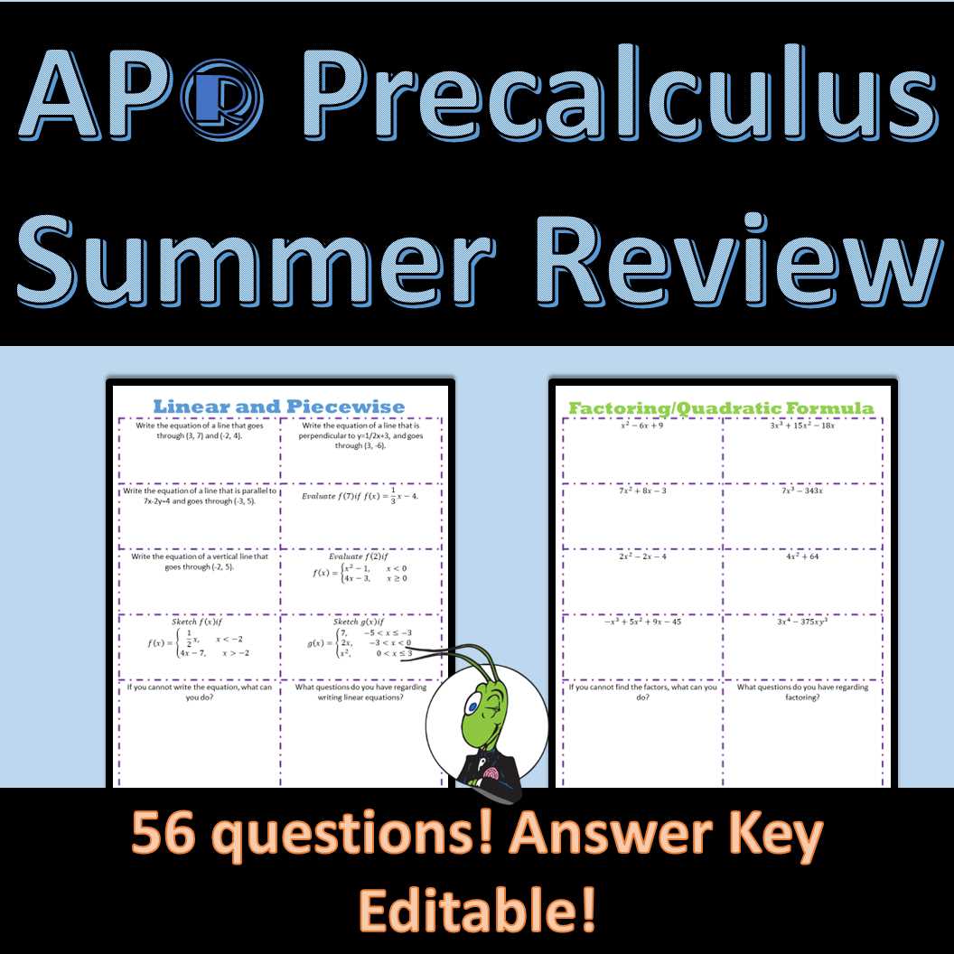 honors pre calculus summer review packet answer key