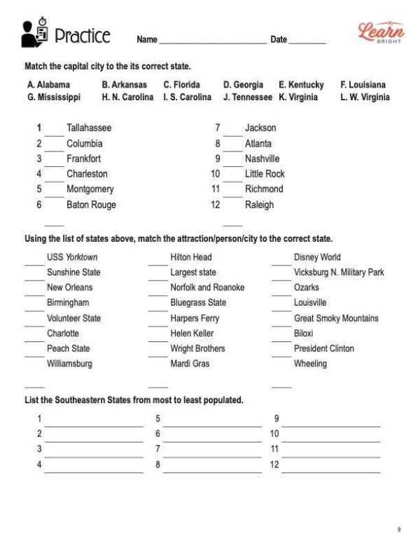 southeast region study guide answer key
